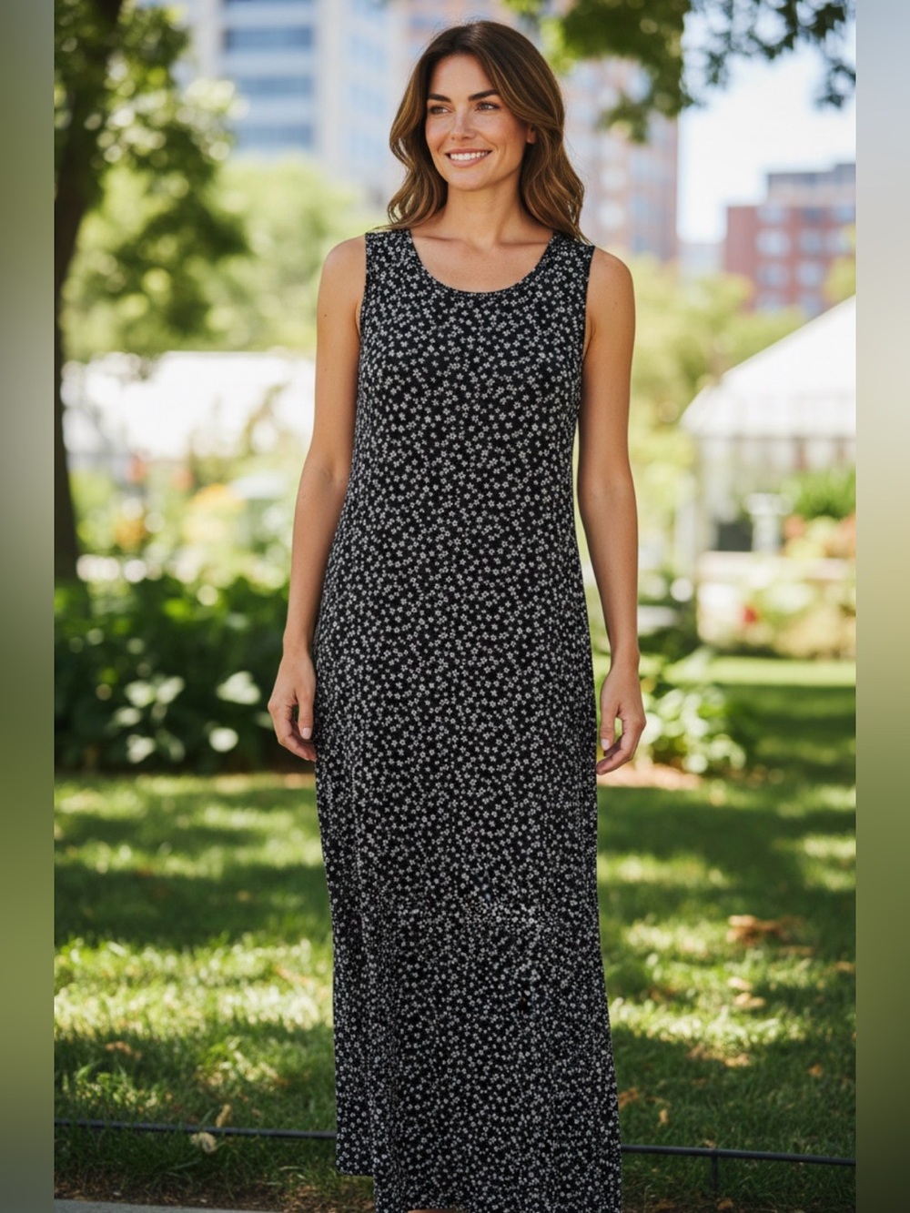 Vintage Andrea Viccaro Women' 6‎ Black White Polka Dot Slip Maxi Dress Classic